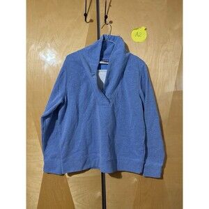 Laura Scott Womens Blouse LP Large Petite Blue White Pullover Sweater Top V Neck